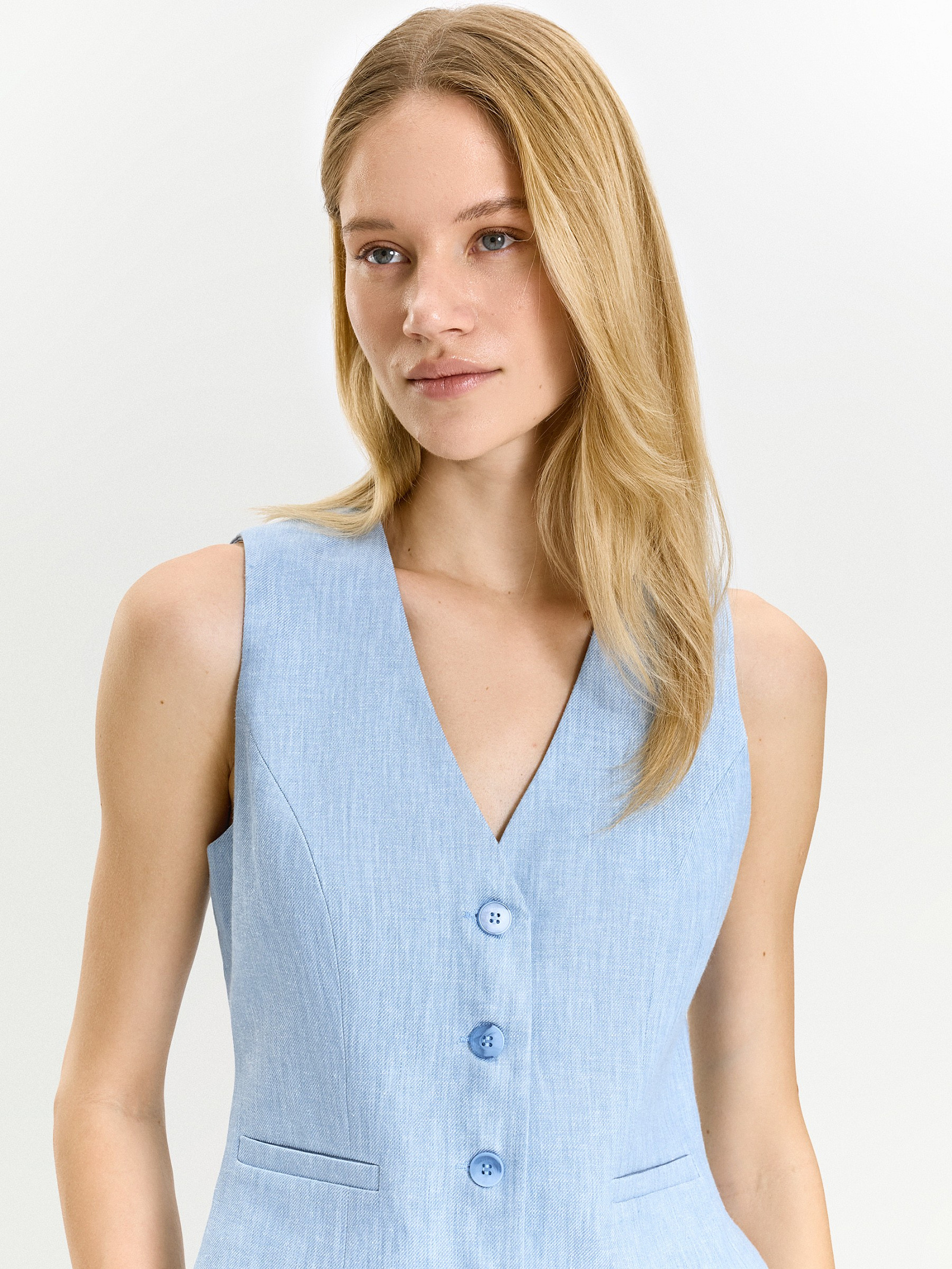 Однобортный жилет изо льна